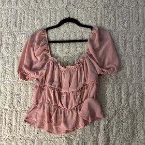 Lumeir by Forever 21 NWOT Pink off the shoulder Ruffled Top Women’s size Large